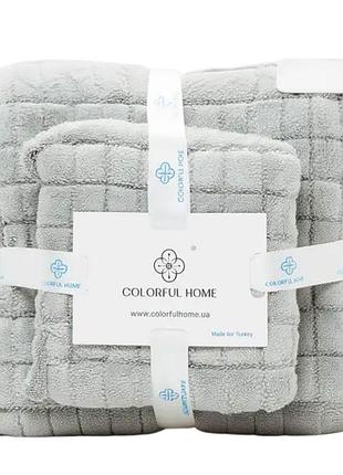 Комплект полотенец 2 штуки 70*140 см/35*75 см из микрофибры серый colorful home 501-221-tj-60g