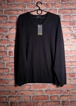 Легкий свитер классический джемпер пуловер с v вырезом marks and spencer blue harbour v neck