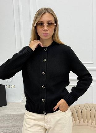 Кофта кардиган чорна з буквами лого chanel