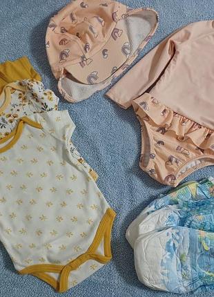 Купальні костюми для дівчаток, боді та підгузки для плавання різнокольорові