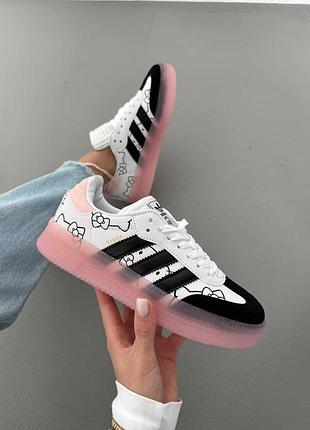 Кросівки жіночі adidas samba білі з рожевою підошвою