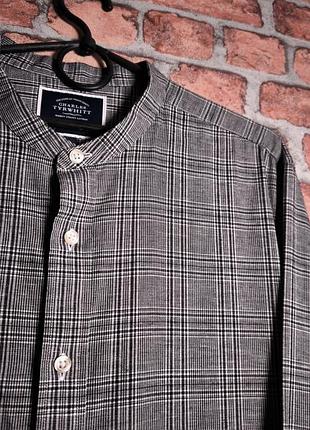 Рубашка в клетку без воротника charles tyrwhitt slim fit