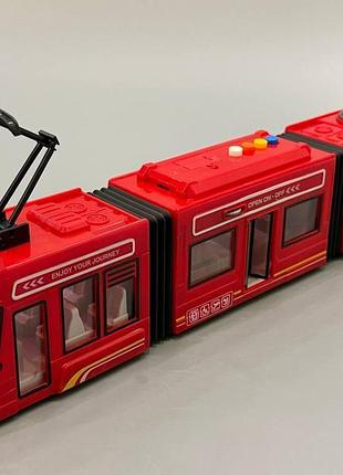 Трамвай js164a-4c-4 (18шт) инерция, 41см, 1:16, открываются двери, звук, свет, 3 вида, на бат(таб