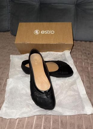 Балетки жіночі estro чорні 40 шкіряні туфлі у стилі мейсон маржела комфорт босо ногу ортопедичні