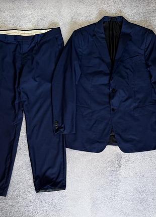 Чоловічий костюм z zegna ermenegildo zegna оригінал шерсть шовк синій slim fit розмір 56
