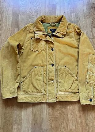 Жіноча куртка-вітрівка eddie bauer гірчичньо-жовтого кольору з дрібного вельвету, розмір за біркою l