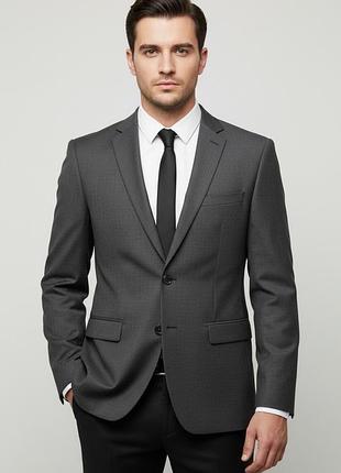 Чоловічий темно-сірий піджак we fashion приталеного крою (slim fit / розмір 48 / m)