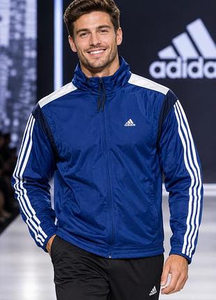 Чоловіча спортивна кофта adidas синя l (поліестер)