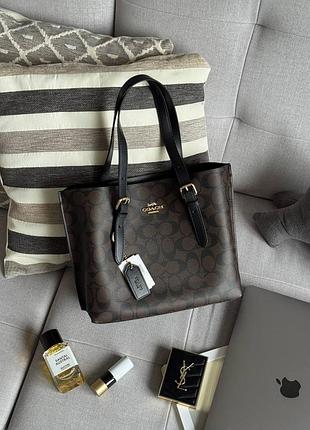 Coach premium bag натуральна шкіра преміум якість сумка бренд коричнева з лого комплект червона всередині кожа