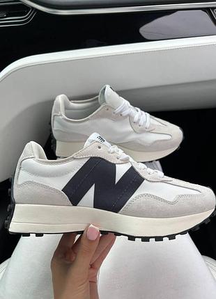 Кросівки жіночі new balance 327 білі з чорним, розміри 36-40, матеріал шкіра