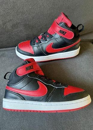 Детские кожаные кроссовки хайтопы nike court borough mid 2 р. 30 / 19 см.