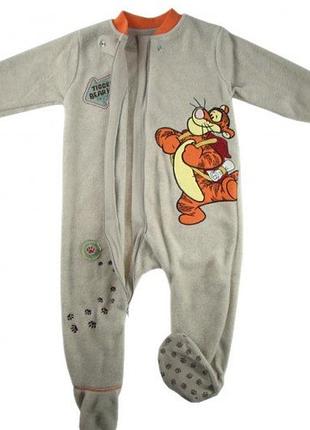 Флисовый человечек / слип disney baby с тигриком (9–12 мес)
