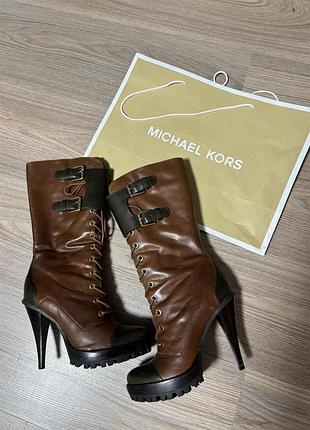 Чоботи жіночі michael kors коричневі, розмір 36, шкіра 23 см устілка