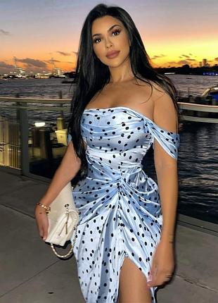 Розпродаж сукня prettylittlething міді драпірування горох