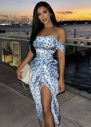 Распродажа платье prettylittlething миди драпировка горох