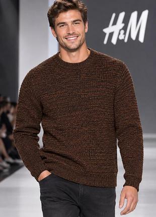 Чоловічий светр h&m коричневий m (акрил/бавовна)