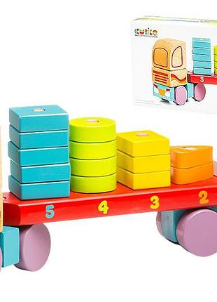 Деревянная игрушка 13425 "тяч с геометрическими фигурами lm-13/truck with geometric figures" cubika