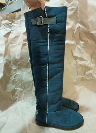 Синие, теплые женские ботфорды под замш угги, ugg. inblu 38р