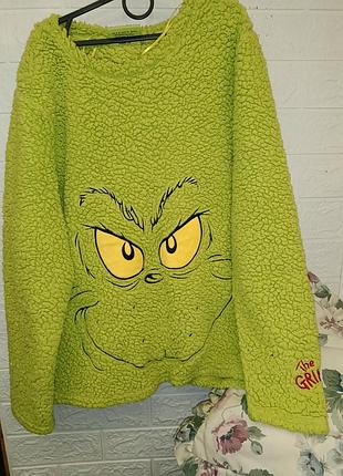 Яскрава плюшева кофта / піжамний топ "грінч" (the grinch / primark