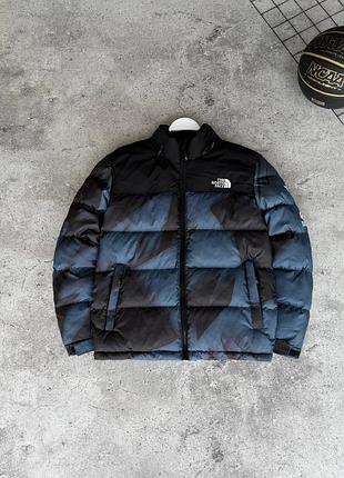 Куртка зимова чоловіча the north face, синьо-чорна, холлофайбер, водовідштовхувальна, розміри s-xxl