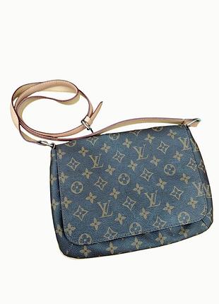 Сумка месенджер  louis vuitton replica коричнева шкіряна