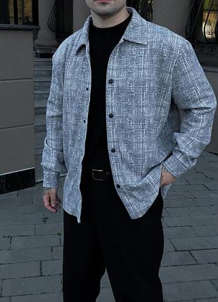 Чоловіча сорочка решітка сіра s, m, l, xl