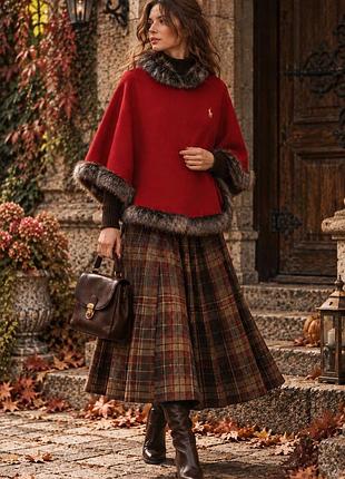 Розкішний кейп пончо накидка ralph lauren із хутряним оздобленням