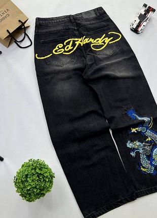 Джинси чоловічі ed hardy чорні з вишивкою