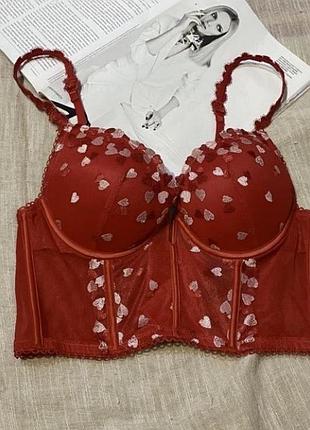 Primark новый шикарный красный бюст с кружевом