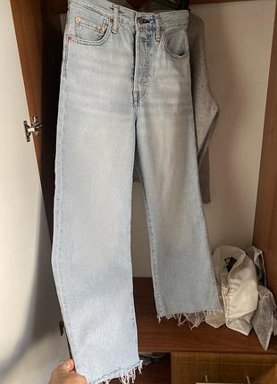 Джинси жіночі levi’s широкі блакитні xs
