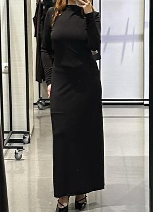 Довга жіноча сукня zara чорна розмір l з відкритою спиною