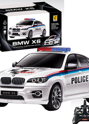 Машина на радіокеруванні bmw x6 police, масштаб 1:24, біла (866-2404p)