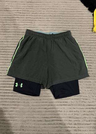 Шорти чоловічі under armour чорні з салатовими вставками