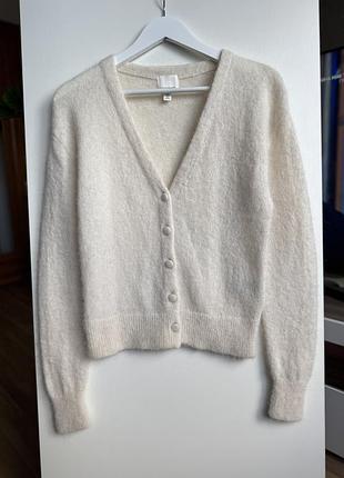 Молочний жіночий кардиган h&m wool/alpaka blend розмір s