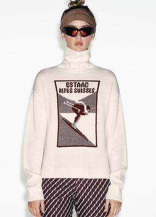 Вовняний светр zara ski оригінал гольф білий