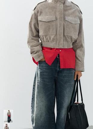 Куртка жіноча zara сіра укорочена