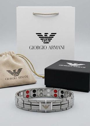 Мужской серебряный браслет на руку armani (20111)