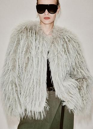 Сіра шуба zara під ламу🤍