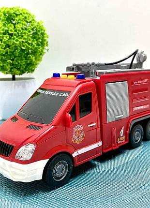 Пожежна машина js139-40 (18шт) 27см, гум.кол, рухомі деталі,бризкає водою, звук, світло, на бат-ці (