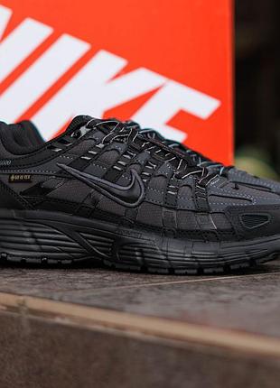 Жіночі кросівки nike p-6000 gore-tex nd чорні трендові з натуральної шкіри термо на осінь сучасні для дівчат зручні найки