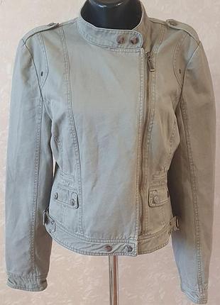 Котонова куртка-косуха holdluck fashion у стилі мілітарі, колір хакі/олива, розмір xl (44)