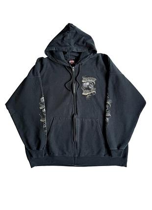 Худи черное винтжаное мужское оверсайз harley davidson ( 2xl)