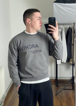 1364/ графітовий виварений світшот topshop з принтом на грудях, брудний, washed, толстовка, худі