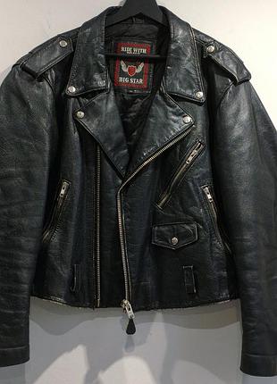 Винтажная кожаная куртка кожанка косуха байкерская big star vintage jacket