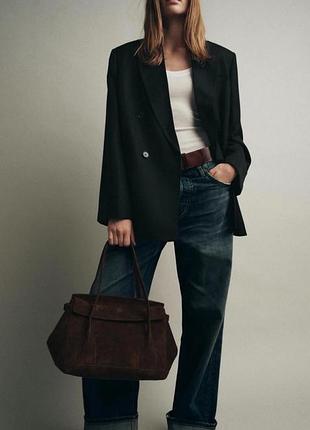 Сумка жіноча zara коричнева замшева