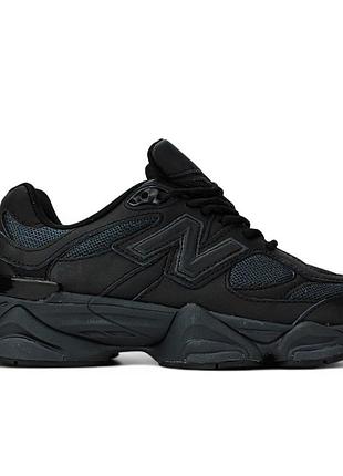 New balance 9060 black | кросівки нью беленс чорні шкіряні на масивній підошві | 37–41