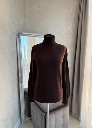 Коричневий светр uniqlo 100% cмеріно вовна, під шийку