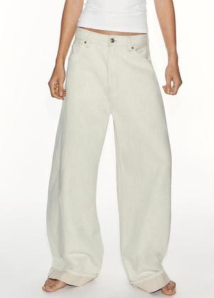 Джинсы trf baggy folded со средней посадкой
