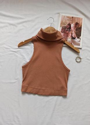 Пісочний топ у рубчик ж високою горловиною/американка розмір с  m&s collection x rosie huntington