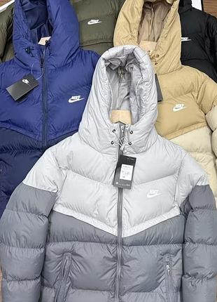 Пуховик чоловічий nike storm-fit на гортексі, сірий